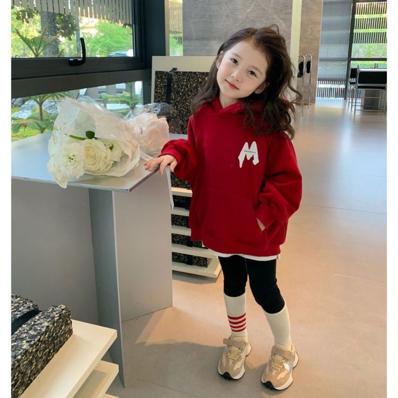 Áo Khoác Hoodie Thu Đông Bằng Vải Nhung Dày Dáng Rộng Mới Dành Cho Bé Gái