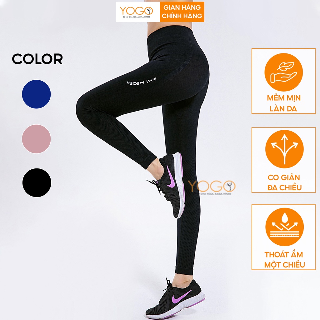 Quần tập gym yoga nữ tại nhà legging dài nâng mông cạp cao gen bụng định hình eo thon co dãn thoáng khí YOGO G012