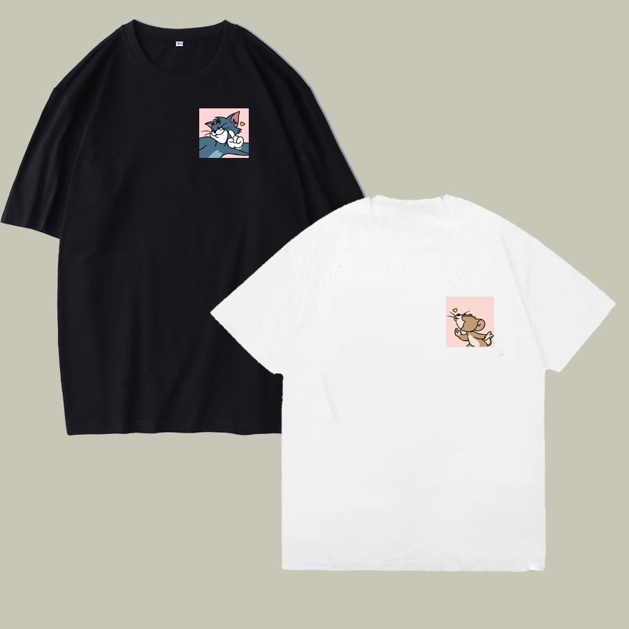 Áo thun cặp đôi unisex nam nữ, áo phông from rộng tay lỡ " tom and jerry mini " sản phẩm hot trent mùa hè 2023
