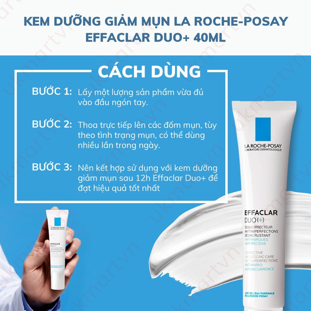 Kem Dưỡng Giảm Mụn, Ngừa Thâm, Thông Thoáng Chân Lông La Roche-Posay Effaclar Duo+ 40ml