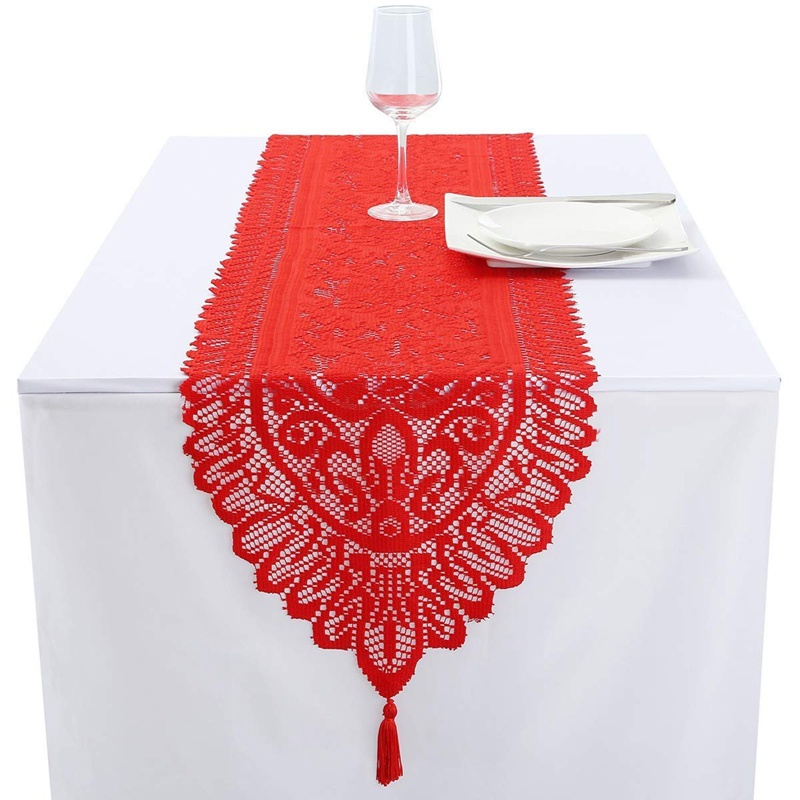 Khăn Trải Bàn Trang Trí Tiệc Cưới Phối Ren Phong Cách Giáng Sinh Mới