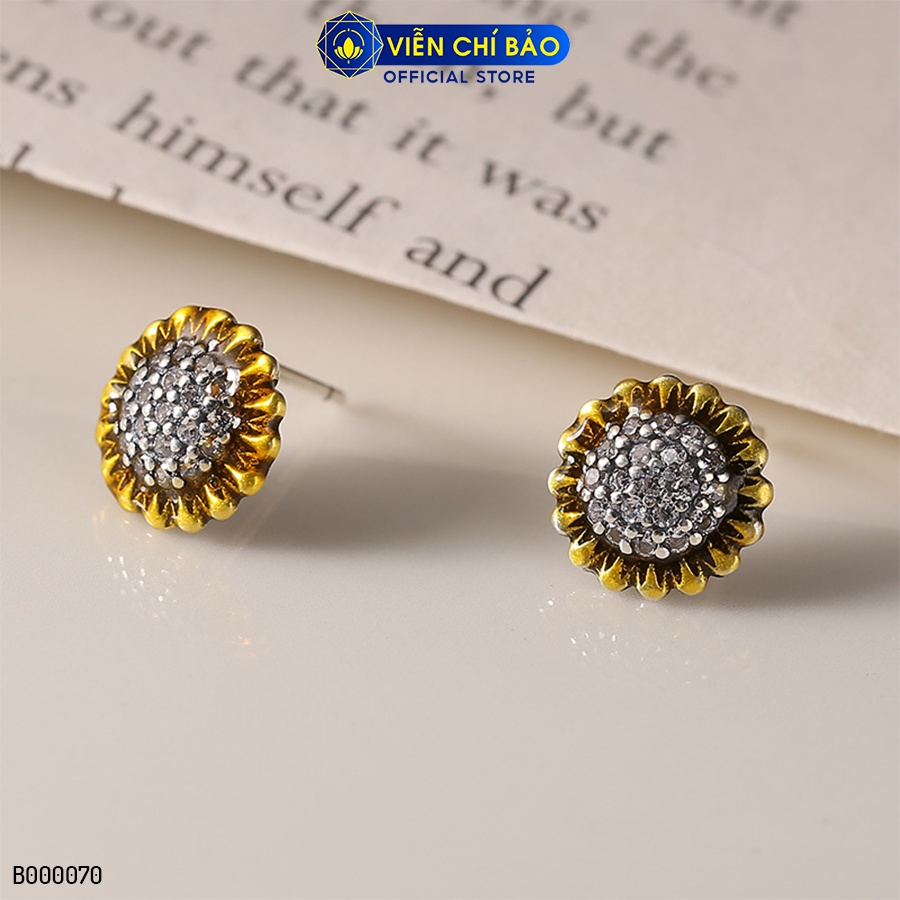 Bông tai bạc nữ Hoa Hướng Dương chất liệu bạc Thái 925 thời trang phụ kiện trang sức Viễn Chí Bảo B000070