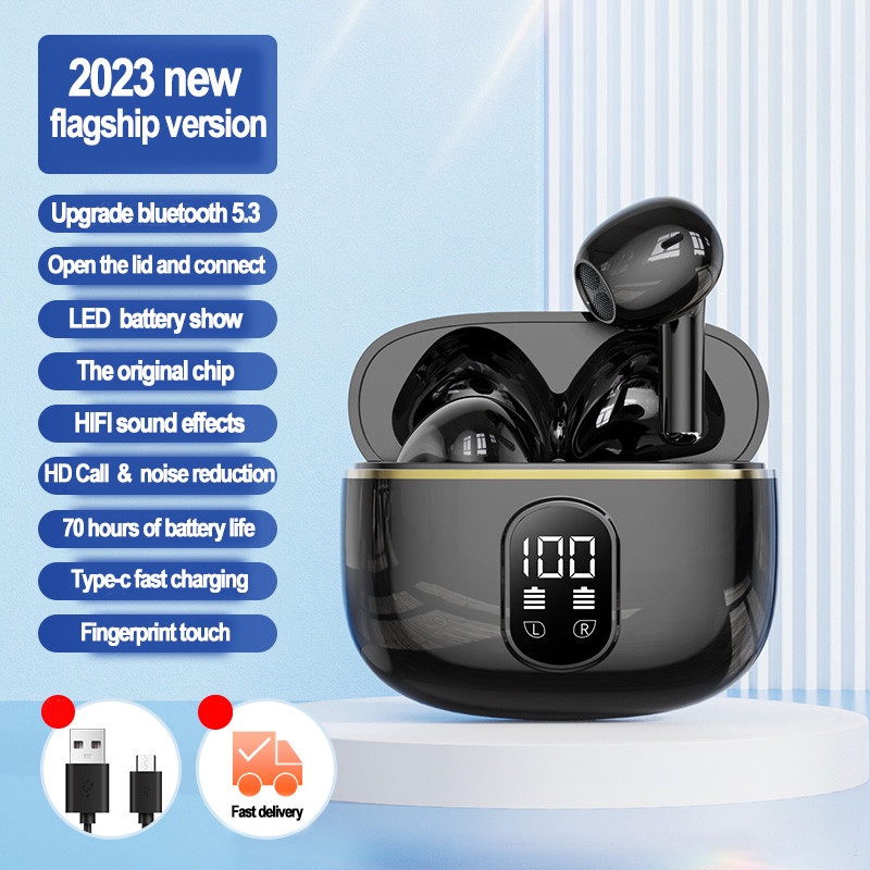 Tai nghe nhét tai không dây TZUZL bluetooth 5.3 TWS hộp sạc có đèn LED hiển thị tiện lợi