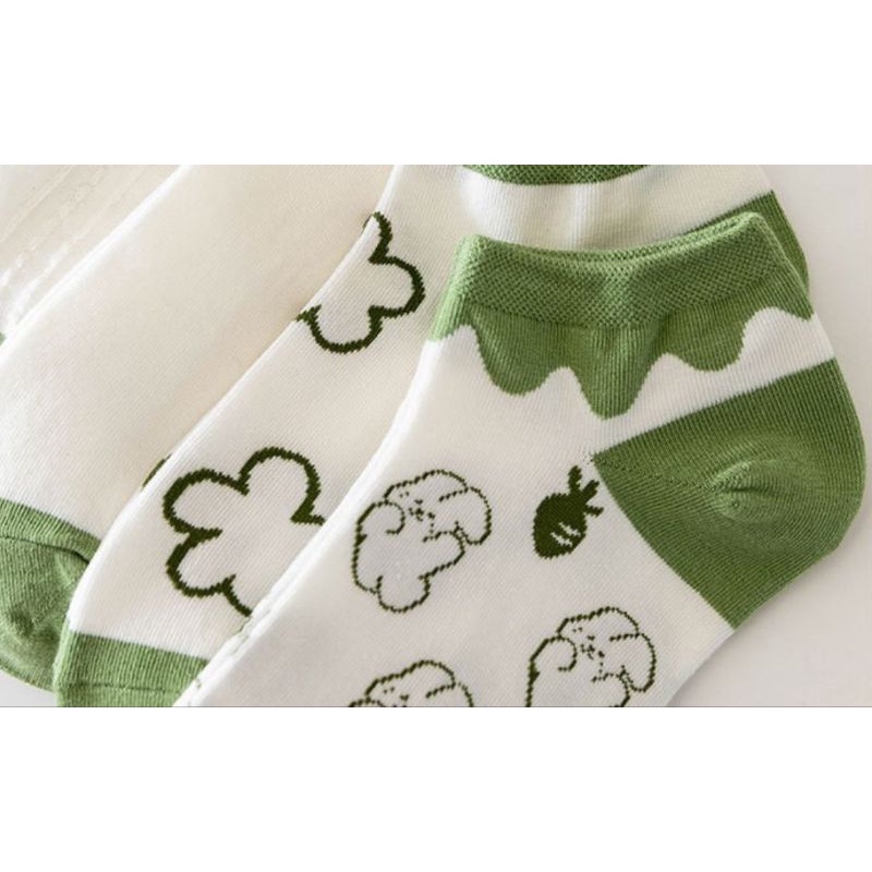Set 5 đôi tất vớ phối màu trắng xanh cổ ngắn hoạ tiết nhiều kiểu cực xinh hàng đẹp giá rẽ mẫu mới bán chạy