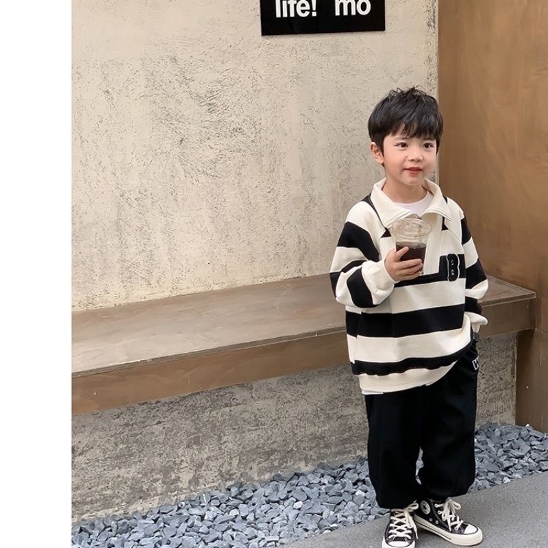 Áo Hoodie Họa Tiết Kẻ Sọc Thời Trang Mùa Thu Hàn Quốc Mới Cho Bé Trai