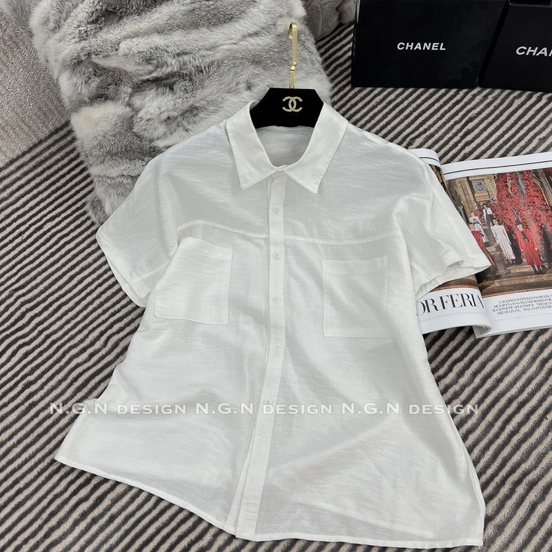 Áo sơ mi cộc tay dơi hai túi