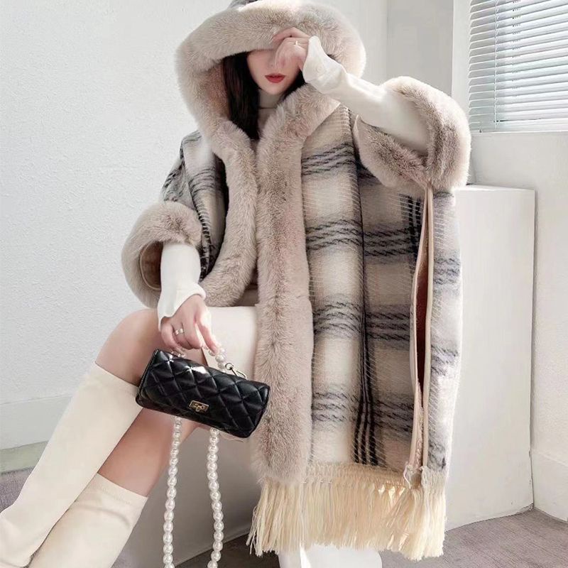 Áo Choàng Lông Cừu Dày Có Mũ Trùm Đầu Thời Trang Mùa Đông 2022 Cho Nữ
