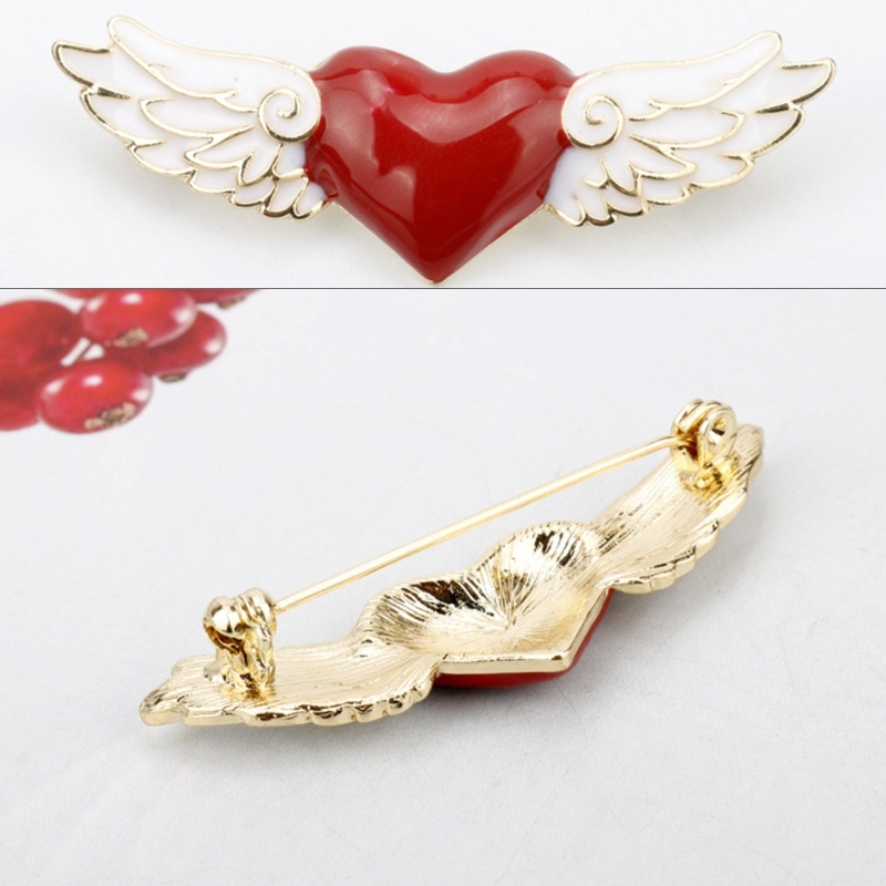 Trâm Cài Áo Hình Đôi Cánh Thiên Thần Hoạt Hình Tráng Men Bằng Hợp Kim Tráng