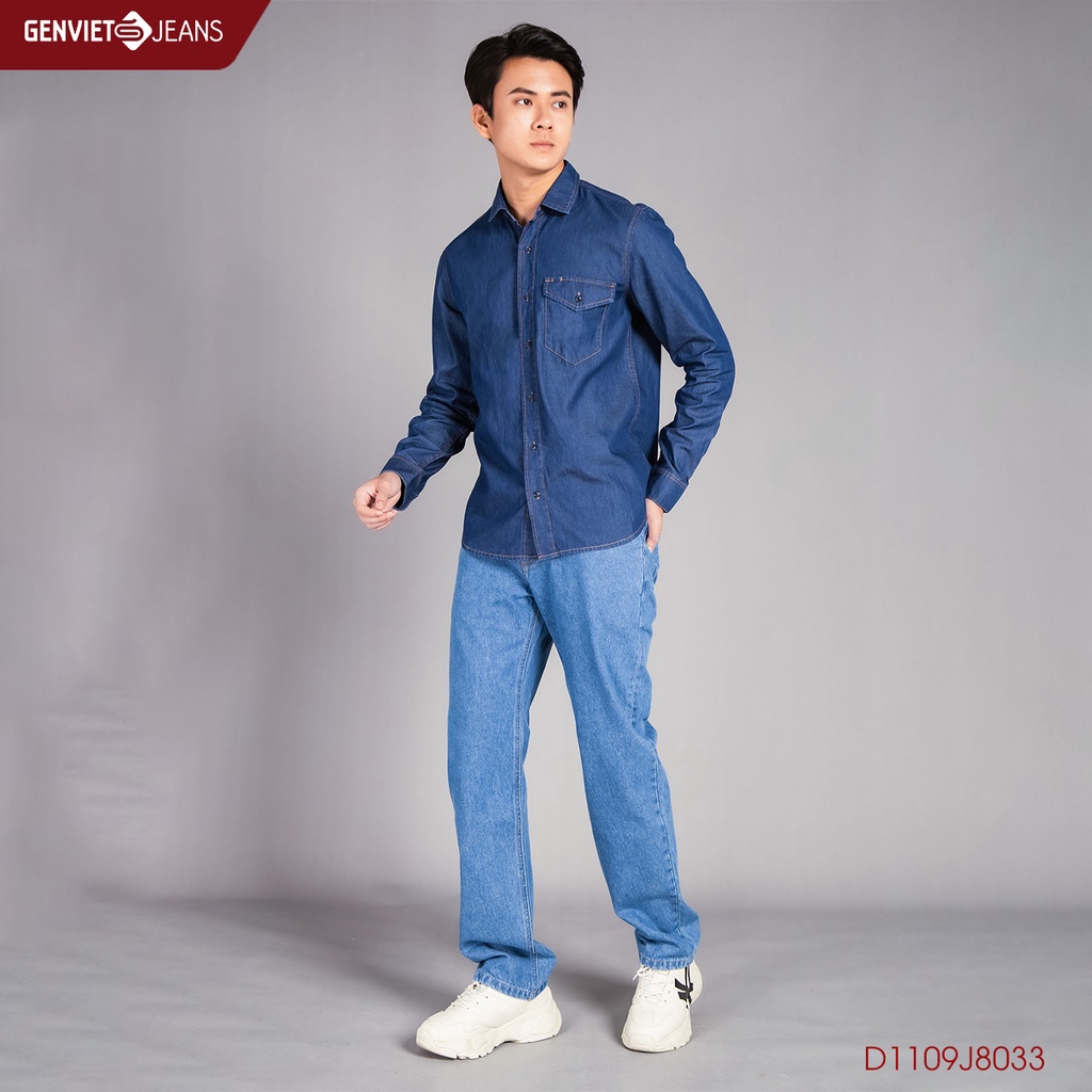 Quần Jeans Nam Genviet Jeans Dáng Ống Đứng Trung Niên Đơn Giản Chất Bò Mềm Cao Cấp D1109J8033