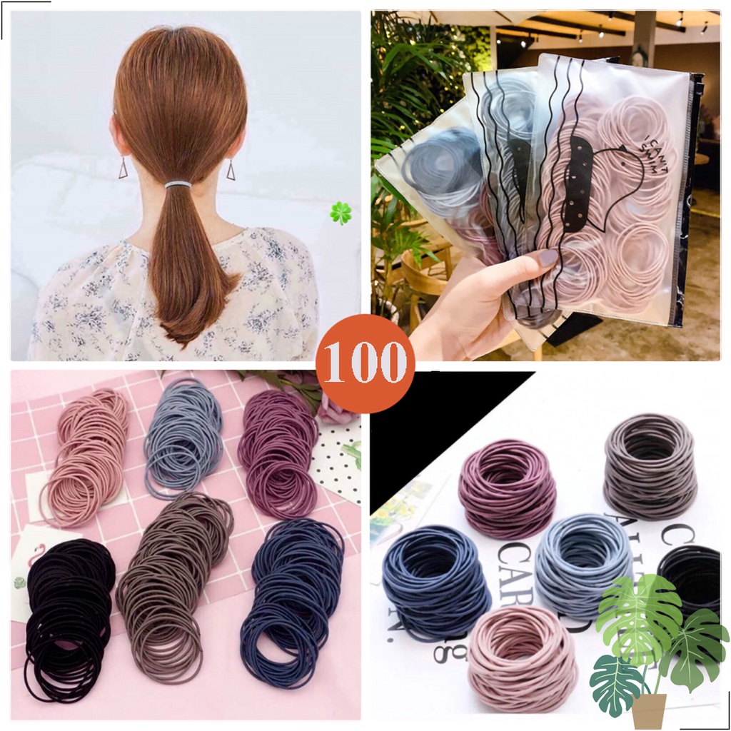 Túi 100 dây thun buộc tóc nữ