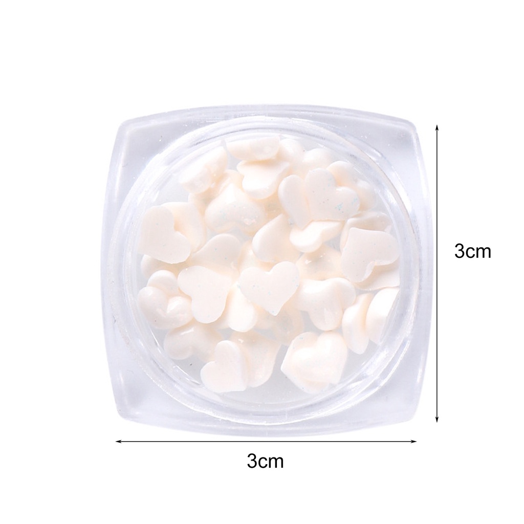 Hộp 40 Phụ Kiện Trang Trí Móng Nghệ Thuật Tạo Hiệu Ứng 3D Trái Tim Màu Trắng Hồng Charms