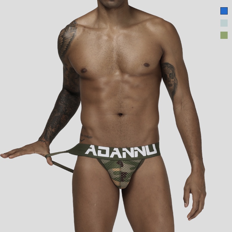 0850 Camo Sexy Quần lót nam Cotton Thấp eo Jockstrap G-String Thongs Thoáng khí Nhanh khô Gay Bikini Quần lót