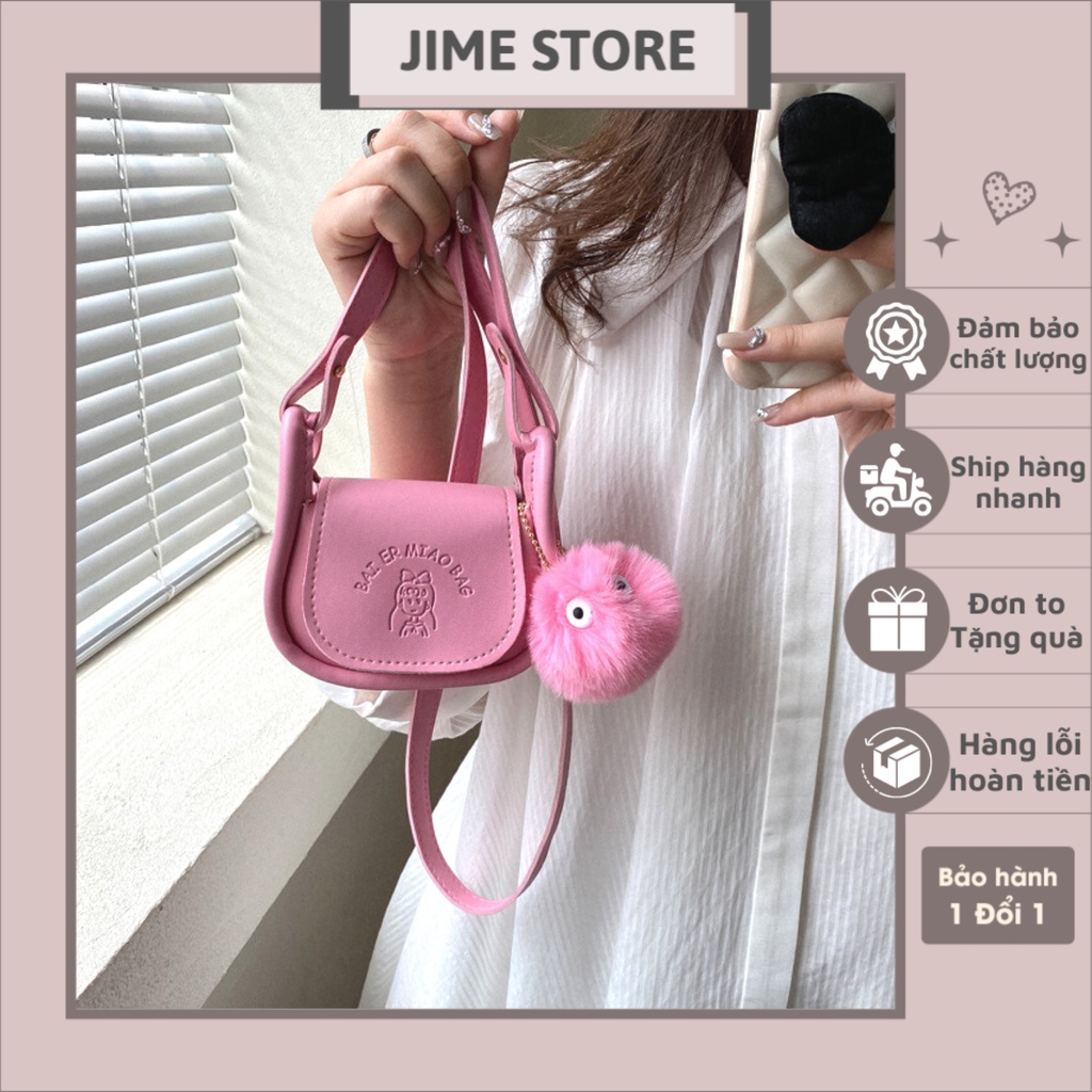 Túi Xách mini, túi đeo chéo cute kèm bông JIME STORE T15 ( Không vừa điện thoại )