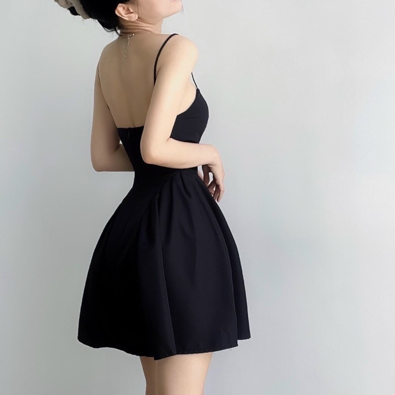 Đầm Hai Dây Xoè Nhúng Eo Cá Tính Kèm Ảnh Thật CC032