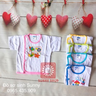 Combo 3 Áo em bé TRẮNG BÁC SĨ tay NGẮN BOSINI / Áo cúc lệch tay cộc BOSDANNA cho bé sơ sinh đến 8kg
