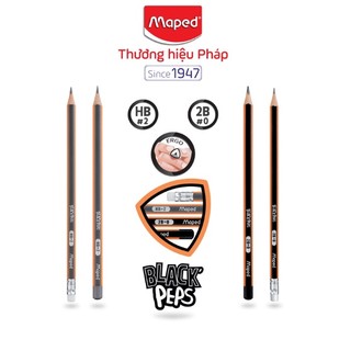 Maped - bút chì đen gỗ maped có gôm/không gôm 2b/hb - 1 cây