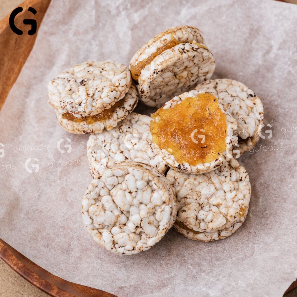 Snack gạo lứt kẹp thơm GUfoods - Chua ngọt thơm ngon, Giàu chất xơ, Healthy, Eat clean, Thuần chay (150g) - Bánh kẹo Tết