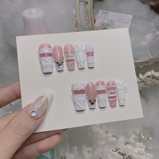( Set 6 món ) Móng úp, móng giả, nailbox thiết kế di.o.r hottrend
