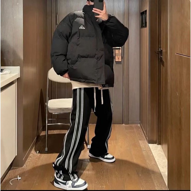 Quần Dài Thể Thao Ống Rộng Họa Tiết Kẻ Sọc Thời Trang Đường Phố Cho Nam