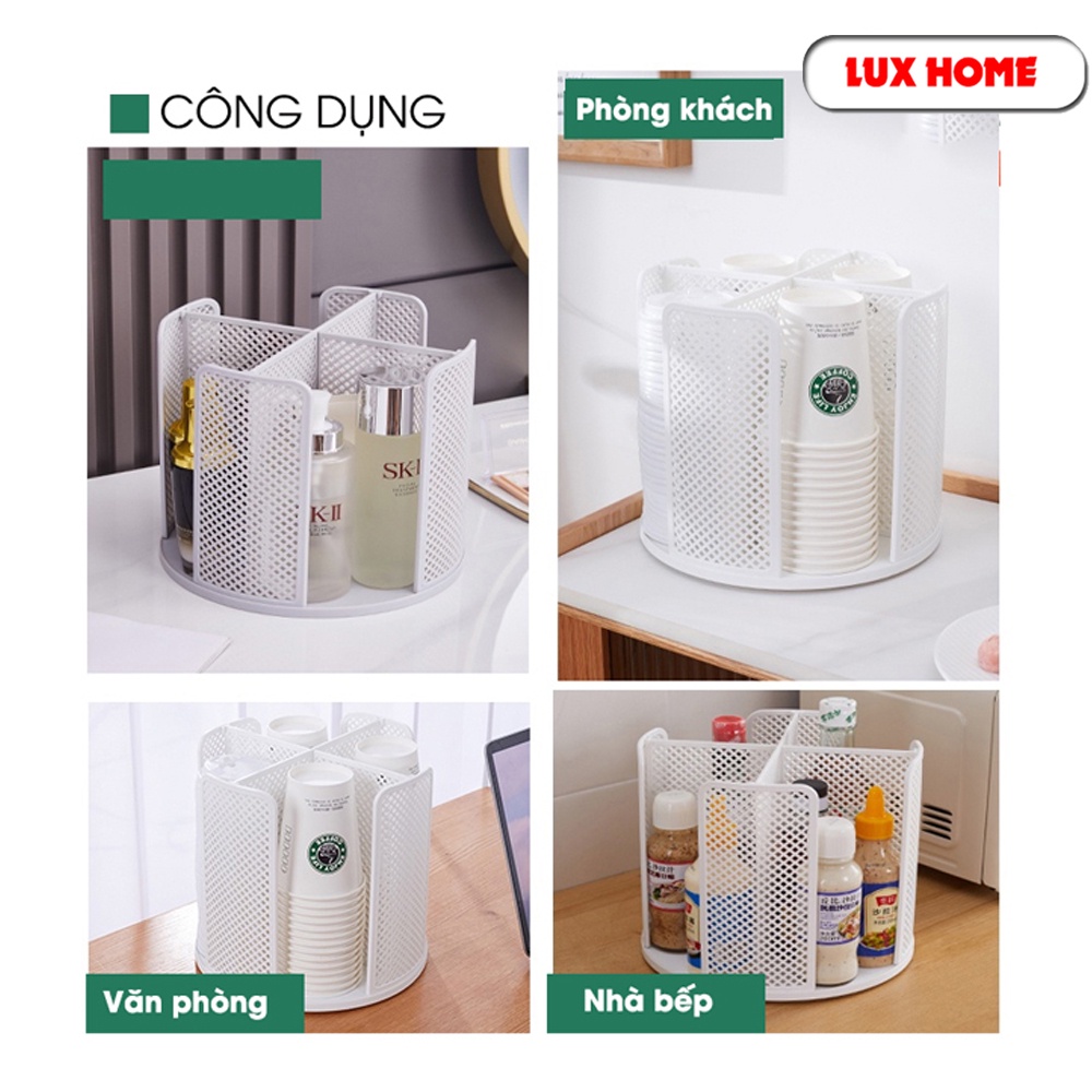 Kệ để cốc, ly nhựa, đựng trà sữa xoay tròn 360 độ đa năng nhựa ABS cao cấp LUXHOME