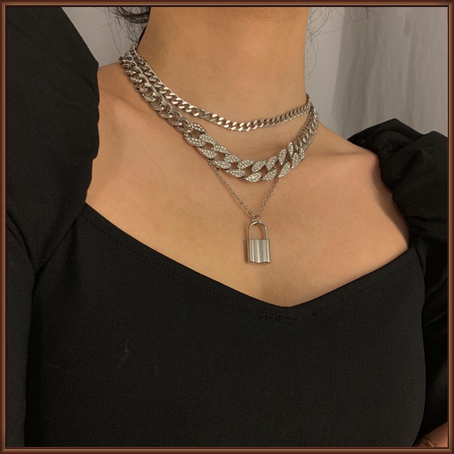 Vòng Tay / Dây Chuyền Mặt Ổ Khóa Hình Học Bằng Hợp Kim Phong Cách Cổ Điển Cho Nữ