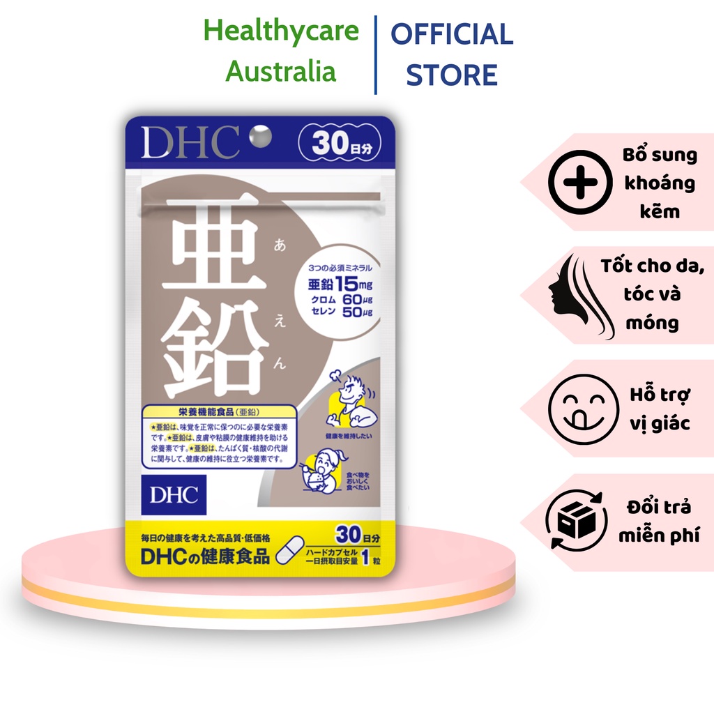 Viên uống Bổ sung Kẽm DHC Zinc bổ sung lượng kẽm cần thiết cho cơ thể trần đầy năng lượng