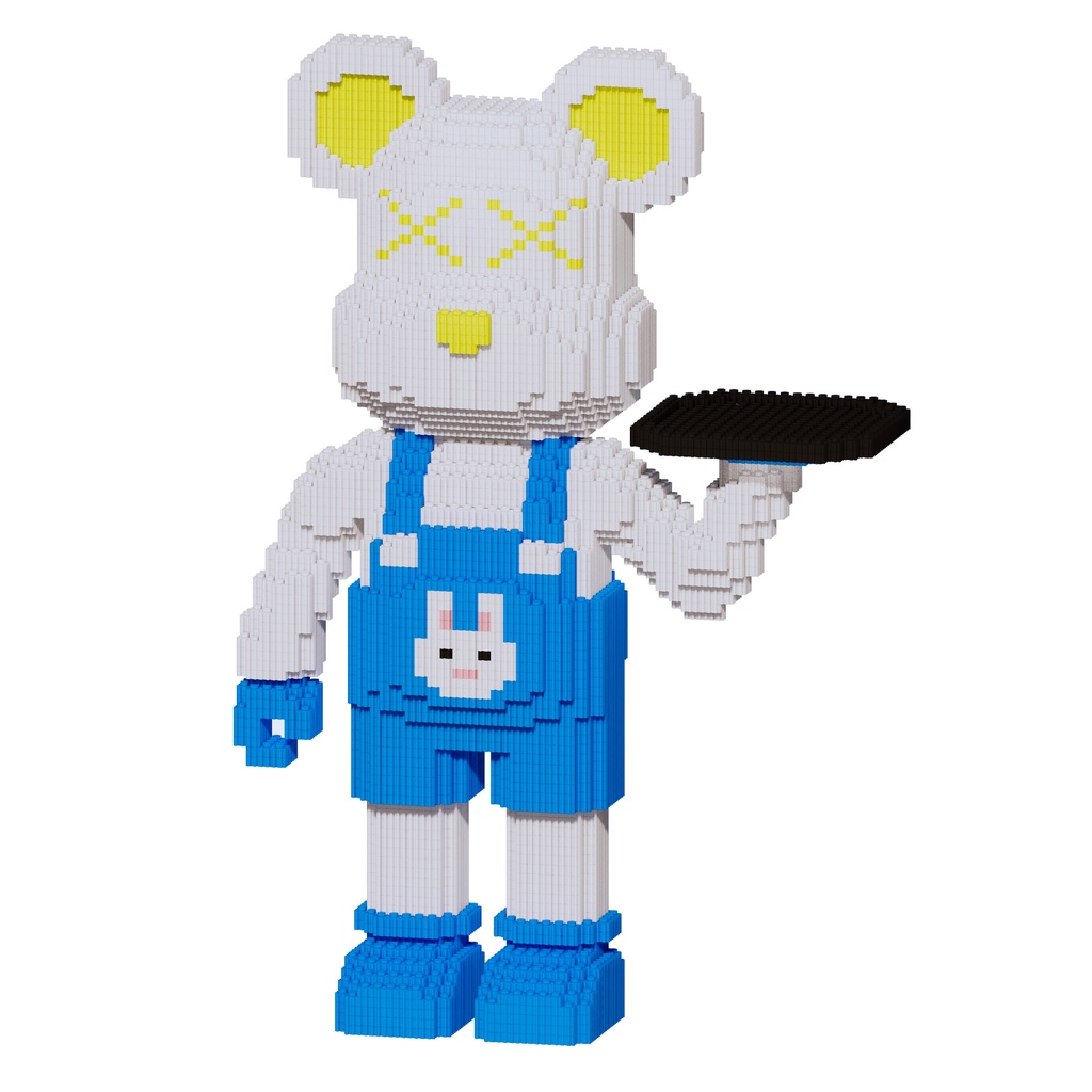 Mô hình lắp ráp Gấu Bearbrick bồi bàn bê khay đồ 50cm, Đồ chơi xếp hình cỡ lớn bear brick có tặng búa