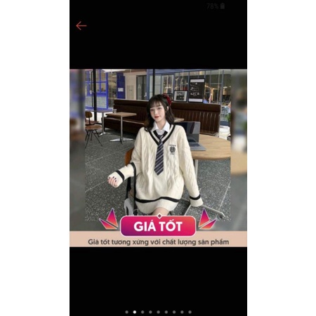 Áo len nữ phom rộng sweater cổ tròn dài tay