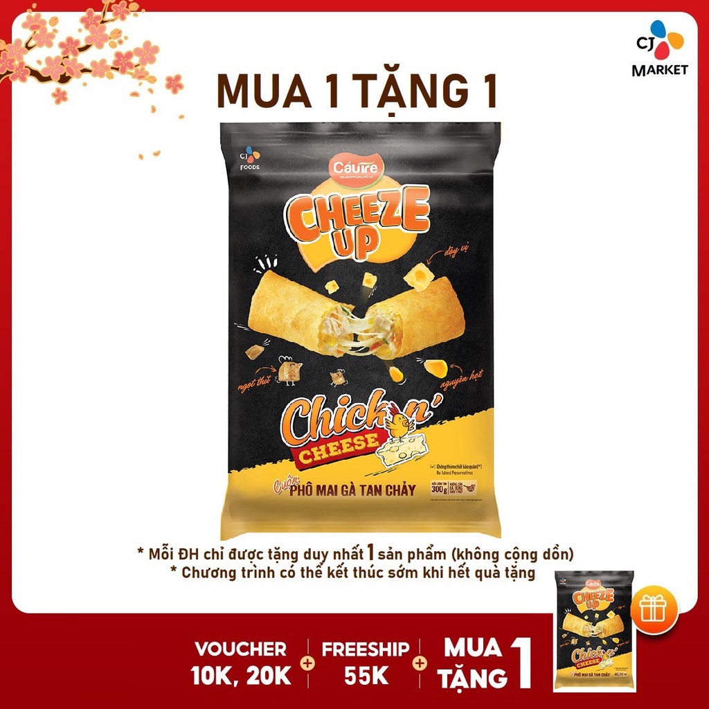 Chả giò Cầu Tre da xốp Cheeze Up - Cuộn Phô Mai Gà Tan Chảy 300g