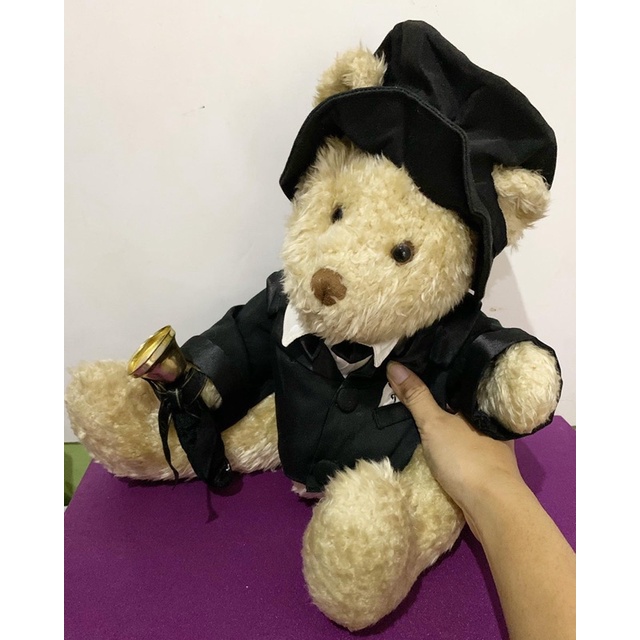 Gấu bông quý tộc vintage cầm chuông thú nhồi bông đồ chơi dễ thương