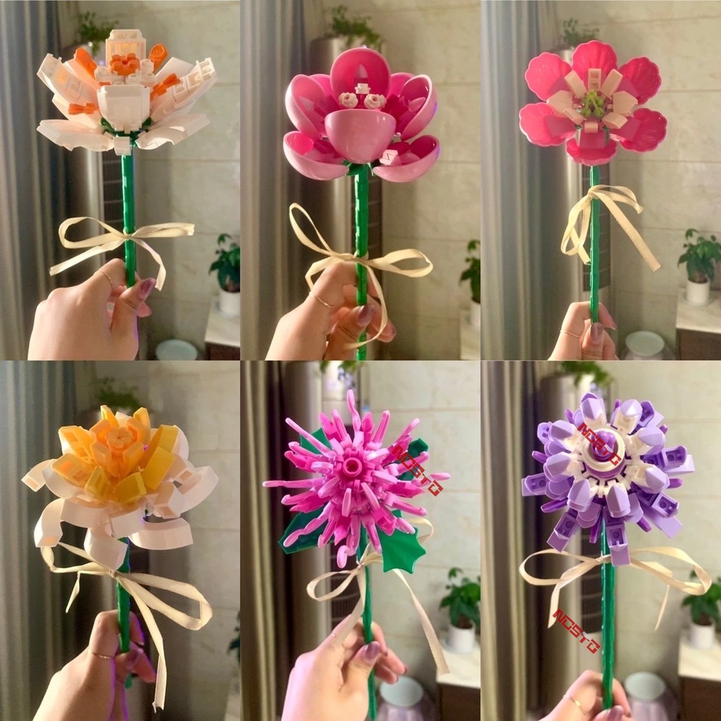 Không Bao Giờ Phai Màu Lãng Mạn Hoa Tương Thích Khối Xây Dựng Chậu Cây Trang Trí Hoa DIY Đồ Chơi Sáng Tạo Cho Bé Gái Và Trẻ Em Quà Tặng