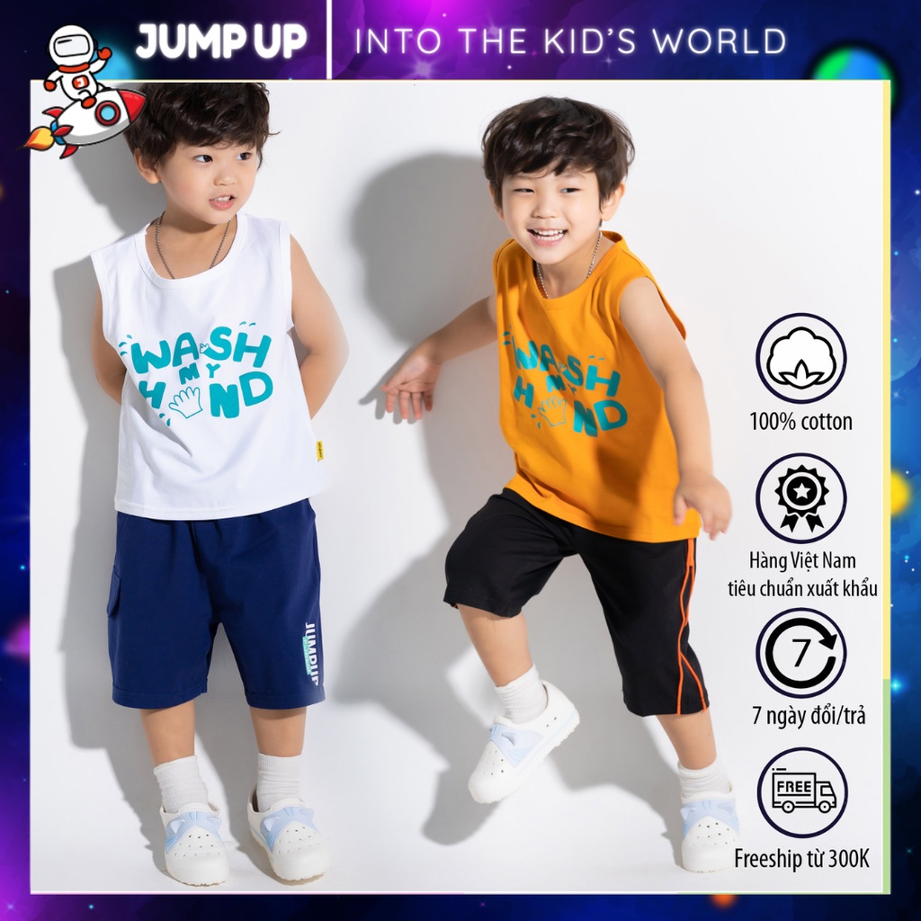 Áo Thun Sát Nách, Áo Phông Ba Lỗ Cao Cấp Bé Trai Size 12-30kg - Jump Up