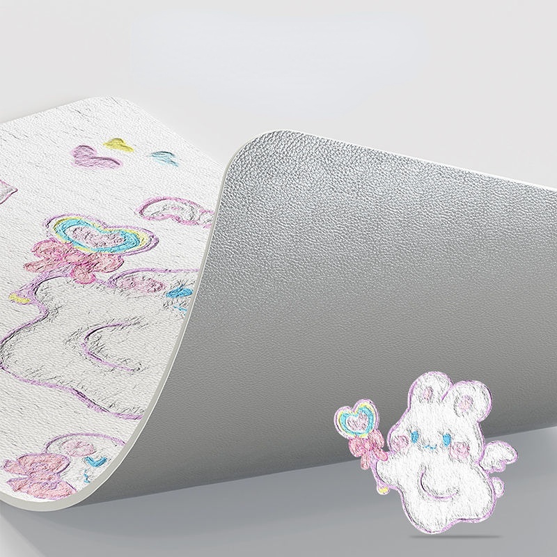 Tấm Lót Chuột Máy Tính Bằng Da Chống Trượt Chống Bẩn In Hình Thỏ Hoạt Hình Dễ Thương