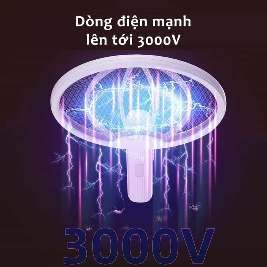 Vợt Diệt Muỗi Thông Minh Gấp Gọn 2 Lớp Lưới An Toàn, Đèn Bắt Muỗi Tự Động Ban Đêm 2 in 1