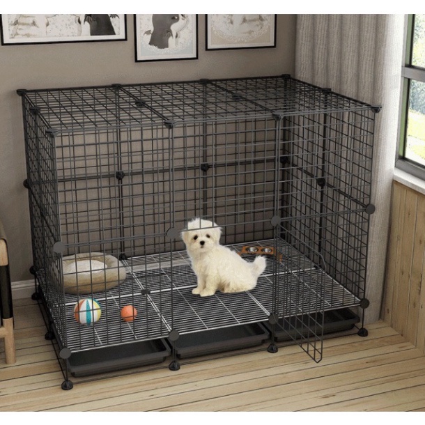 [ tặng búa + dây rút ] Kèm khay vệ sinh - COMBO chuồng CHÓ MÈO 6 ô Có chân và khay