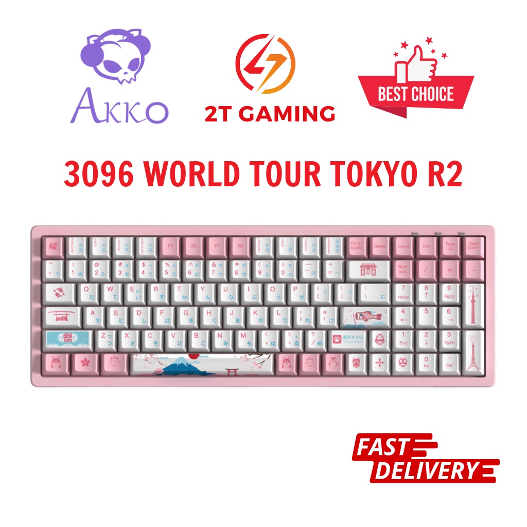 Bàn phím cơ Akko 3096 World Tour Tokyo R2/ Akko 3084 World Tour Tokyo - Dây rời/Type C