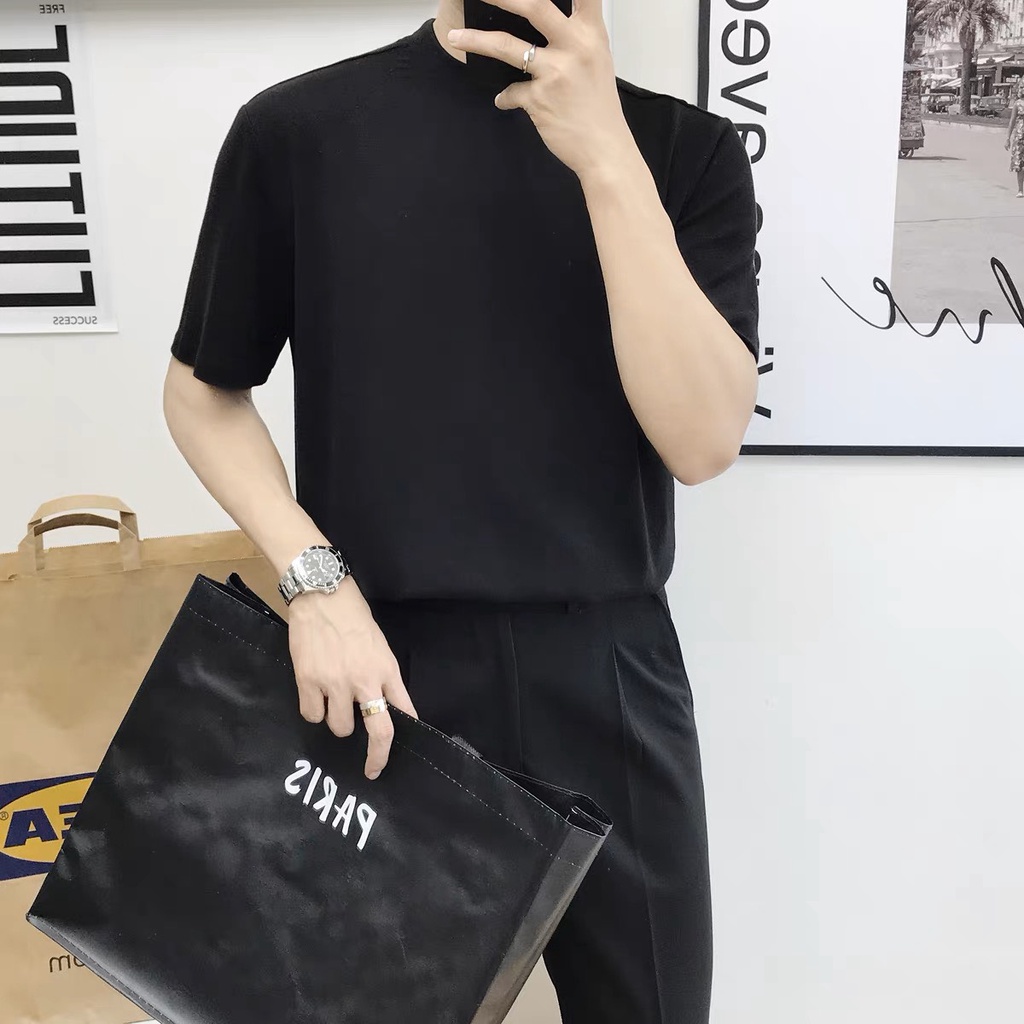 Mẫu basic tee đơn giản nhưng sang trọng, rất dễ phối đồ luôn đó khách ơi tay lỡ cổ bo Chất thun cotton cực mát