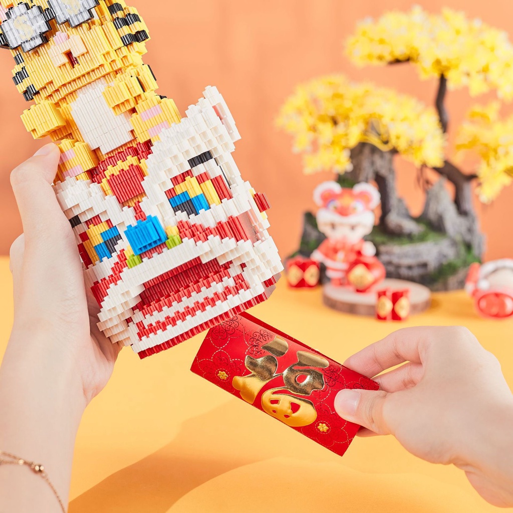 Lắp ráp mô hình lego Linkgo các nhân vật mèo thần tài