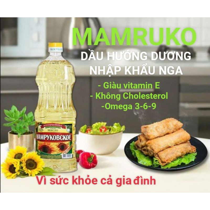 Dầu hướng dương Nga Mamruko chai 1 lit date T9/2024