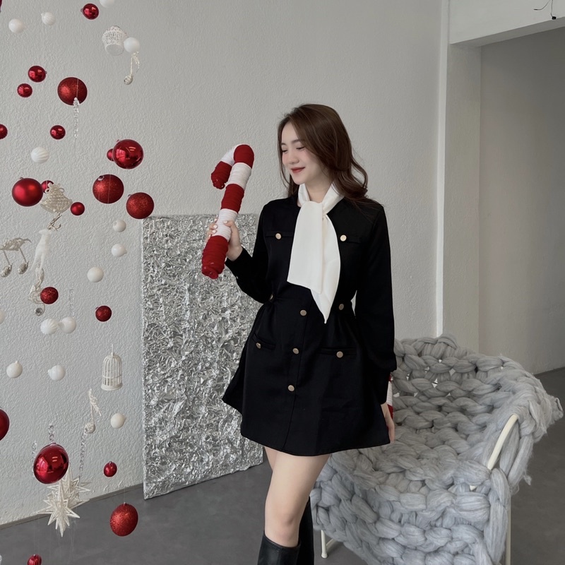 Váy đầm nữ tiểu thư dài tay chiết eo Mabel Dress thiết kế SOURIS BY G