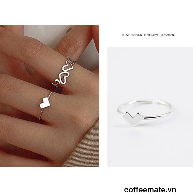Set 2 Nhẫn Thiết Kế Đơn Giản Thời Trang Tinh Tế Cho Nữ