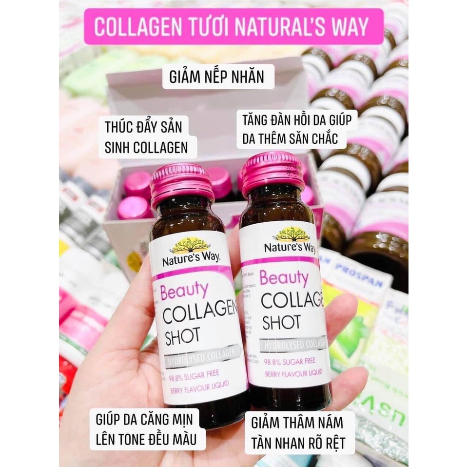 Nature's Way Beauty Collagen Shots Collagen Liquid Collagen nước thủy phân hộp 10 chai hàng nội địa Úc
