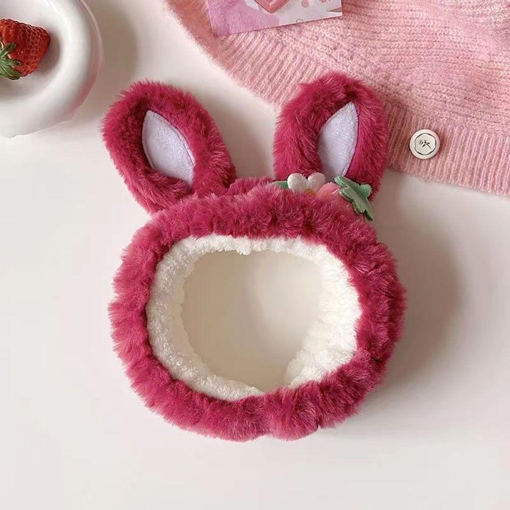 Băng Đô Cài Tóc Tai Thỏ Bằng Vải Bông Không Trơn Họa Tiết Hoa Hoạt Hình Sáng Tạo Thời Trang Dành Cho