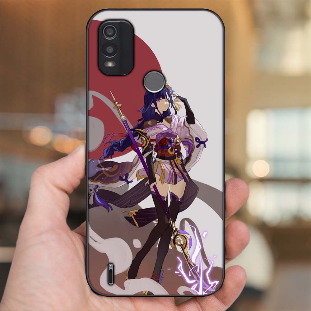 Ốp lưng Nokia C21 Plus viền đen in hình Raiden Shogun Genshin Impact