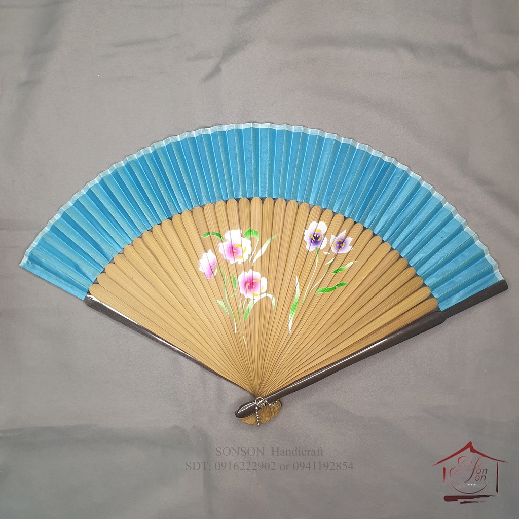 Quạt Tre Xếp Cầm Tay Vẽ Thủ Công Nghệ Thuật, Đạo Cụ Biểu Diễn Chụp Ảnh Áo Dài, Quà Tặng Lưu Niệm
