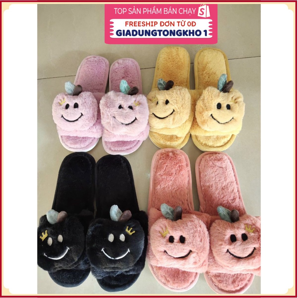 Dép lê lông xù quả táo đi trong nhàGIADUNGTONGKHO1Dép cotton đế dày chống trượt thời trang mùa đông cho nữ