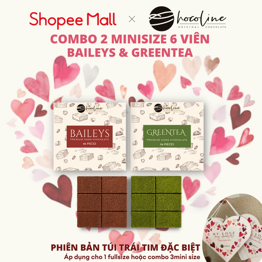 Socola Tươi Chocoline Vị Matcha Trà Xanh, Vị Kem Sữa Baileys - Combo 2 hộp 6V
