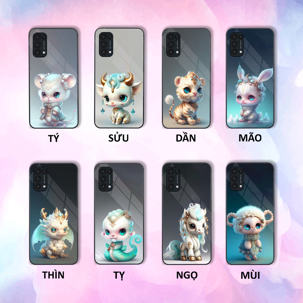 Ốp Kính cường lực cao cấp 3D OPPO Reno5 / Reno 5 PRO / Reno5 PRO PLUS in hình 12 con giáp CUTE VLshop