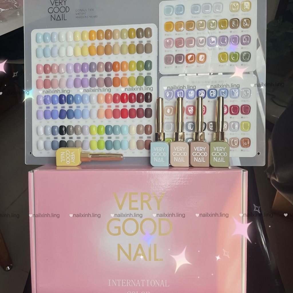 Set Sơn gel 60 màu Very Good Nail nắp vàng bản 60 màu 2022 - Bộ sơn gel Hàn tặng kèm bảng màu + base + top