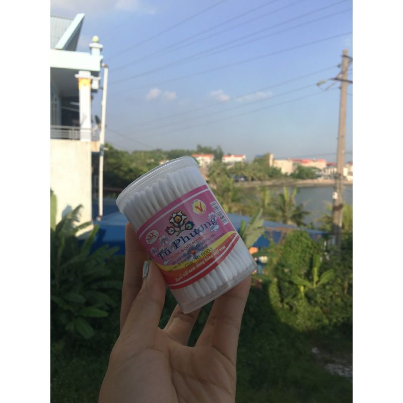 《HCM》Lọ tâm bông lấy ráy tai trẻ em Tú Phương  kháng khuẩn dạng lọ 180 que tròn